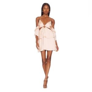 Majorelle Giannina Mini Dress XS Apricot Cutout Halter Boho
